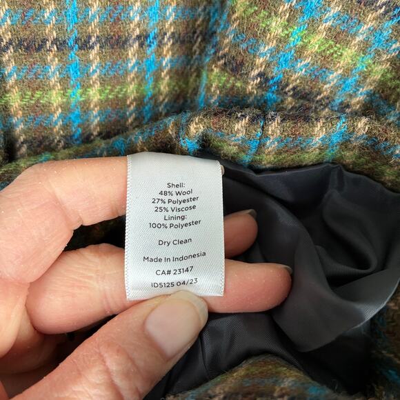 Talbots Plus Jacket 18W Green Plaid Wool Blend Gold Button Holiday Old Money - Picture 7 of 14